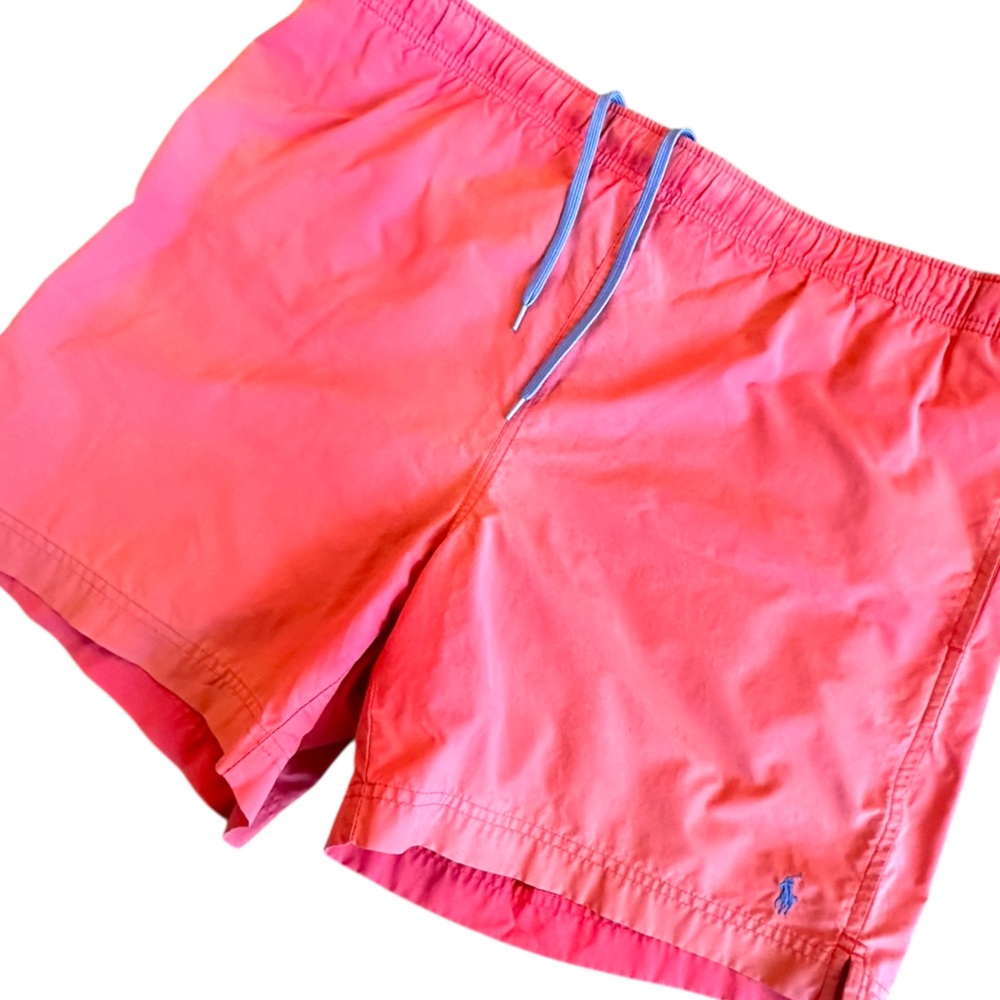 Polo Sport Ralph Lauren Swim Trunks Size Large Red w/ Blue Drawstring & Lining